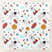 Kind Buitenruimte en astronaut patroon Glazen Onderzetter (Voorkant)