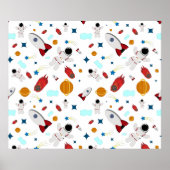 Kind Buitenruimte en astronaut patroon Poster (Voorkant)