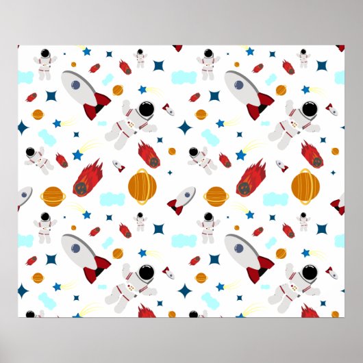 Kind Buitenruimte en astronaut patroon Poster (Voorkant)