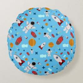 Kind Buitenruimte en astronaut patroon Rond Kussen