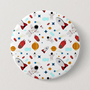Kind Buitenruimte en astronaut patroon Ronde Button 7,6 Cm