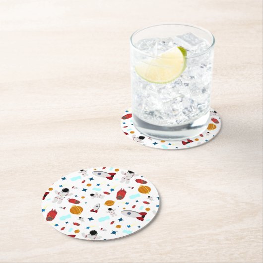 Kind Buitenruimte en astronaut patroon Ronde Kartonnen Onderzetter (Insitu)