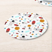 Kind Buitenruimte en astronaut patroon Ronde Kartonnen Onderzetter (Gebogen)