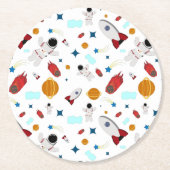 Kind Buitenruimte en astronaut patroon Ronde Kartonnen Onderzetter (Voorkant)