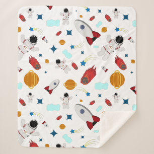 Kind Buitenruimte en astronaut patroon Sherpa Deken