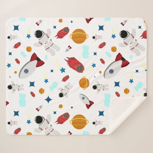 Kind Buitenruimte en astronaut patroon Sherpa Deken (Voorkant (horizontaal))