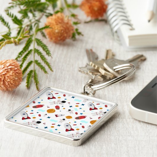 Kind Buitenruimte en astronaut patroon Sleutelhanger (Zijkant)