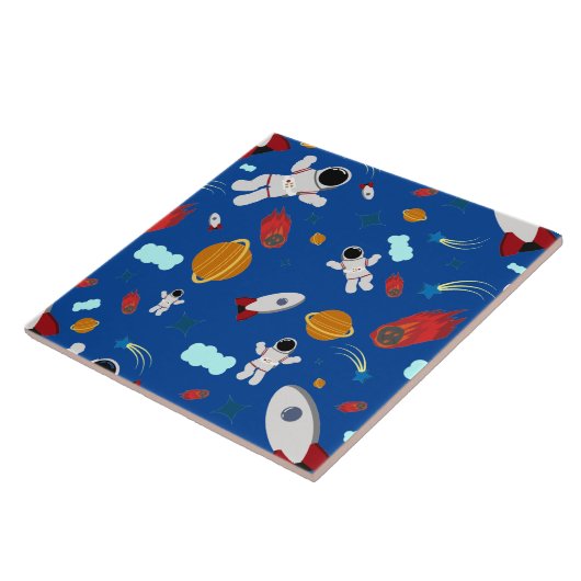 Kind Buitenruimte en astronaut patroon Tegeltje (Zijkant)