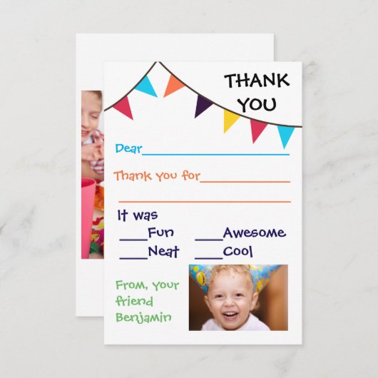 Kind Bunting Custom - 3x5 dank u kaarten (Voorkant / Achterkant)