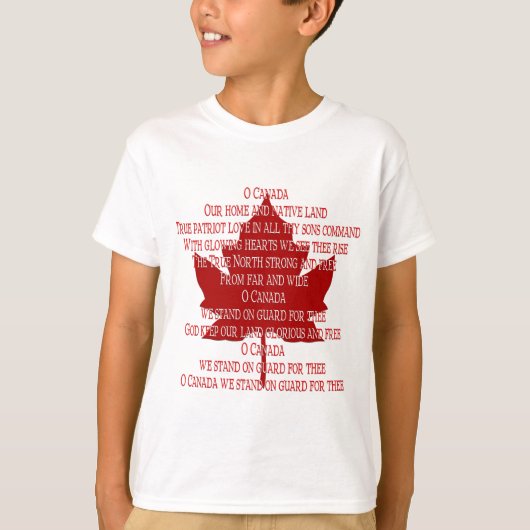 Kind Canada Anthem T-shirt Souvenir Canada Shirt (Voorkant)