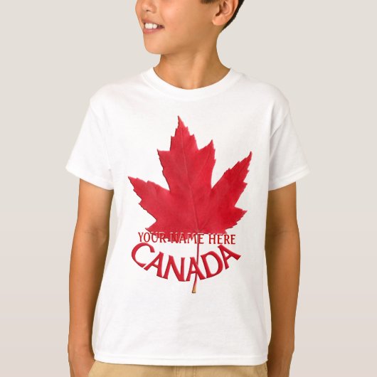 Kind Canada T-shirt Aangepaste naam Maple Leaf Shi (Voorkant)