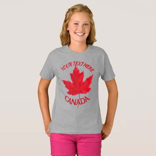 Kind Canada T-shirt Aangepaste naam Maple Leaf Shi (Voorkant volledig)
