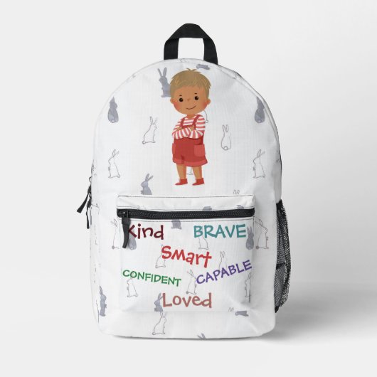 Kind Capable Smart Loved - Personalized Kid Backpa Bedrukte Rugzak (Voorkant)