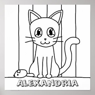 Kind Cat Coloring Poster