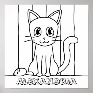 Kind Cat Coloring Poster