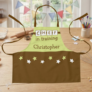 Kind Chef naam sterren groen bruin Schort
