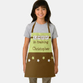 Kind Chef naam sterren groen bruin Schort (Insitu)