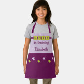 Kind Chef naam sterren paars groen Schort (Insitu)