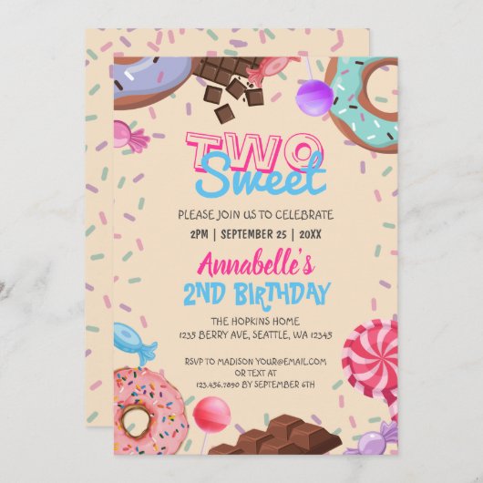 Kind Chocolade Lollipop Sweet Tweede verjaardag Kaart (Voorkant / Achterkant)