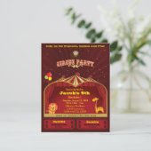 Kind Circus Birthday Party nodigt uit Kaart (Staand voorkant)