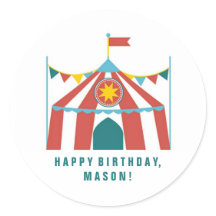 Kind Circus Thema Verjaardagsfeestje Favor Sticker