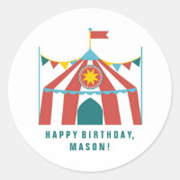 Kind Circus Thema Verjaardagsfeestje Favor Sticker