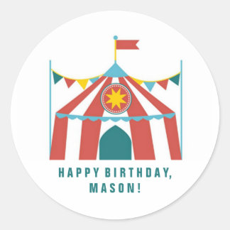 Kind Circus Thema Verjaardagsfeestje Favor Sticker