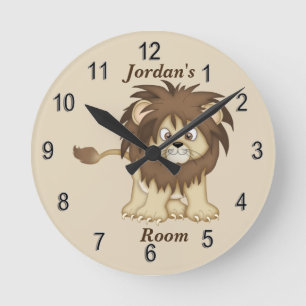 Kind Clock Cute Baby Lion Ronde Klok