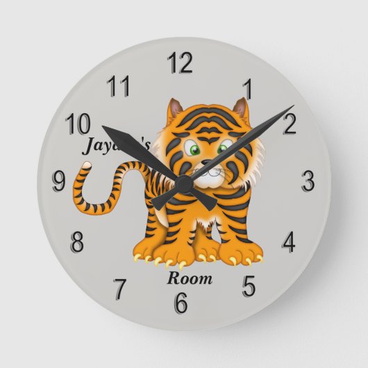 Kind Clock Cute Baby Tiger Ronde Klok (Voorkant)