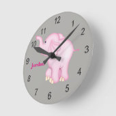 Kind Clock Cute Pink Baby Elephant Ronde Klok (Hoek)
