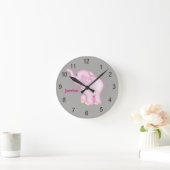 Kind Clock Cute Pink Baby Elephant Ronde Klok (Huis)