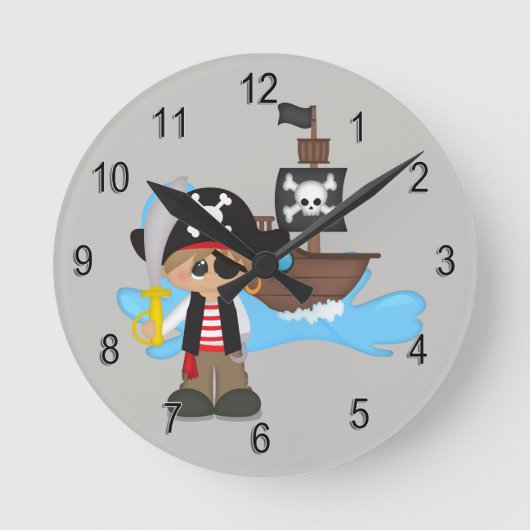 Kind Clock Cute Pirate Boy Ronde Klok (Voorkant)