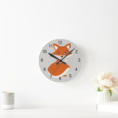 Kind Clock Cute Woodland Fox Ronde Klok (Huis)