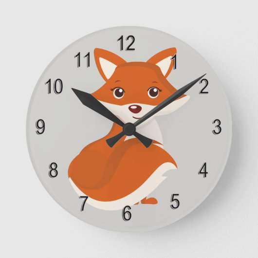 Kind Clock Cute Woodland Fox Ronde Klok (Voorkant)