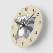Kind Clock Cute Woodland Raccoon Ronde Klok (Hoek)