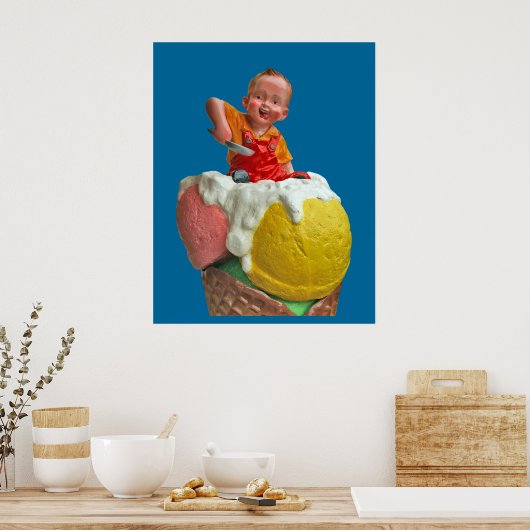 Kind Cone Ice Cream Parlor Poster Print (Keuken)