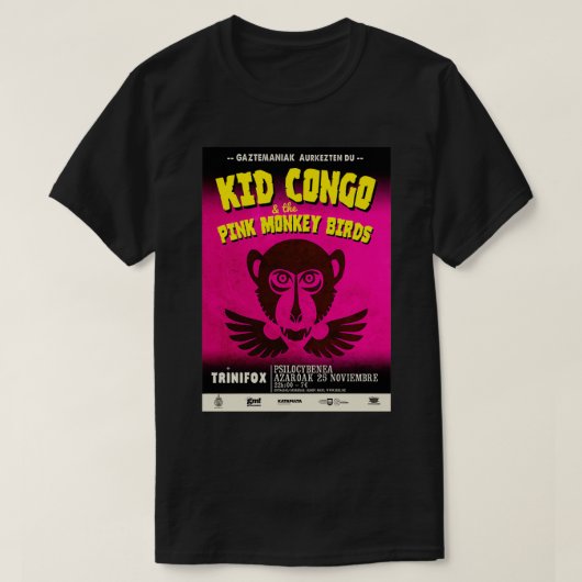 Kind Congo: Roze apen vogels T-shirt (Design voorkant)