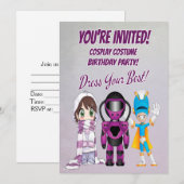 Kind Cosplay Thema Verjaardagsfeest met Personages Kaart (Voorkant / Achterkant)