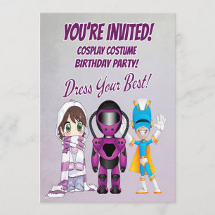 Kind Cosplay Thema Verjaardagsfeest met Personages Kaart