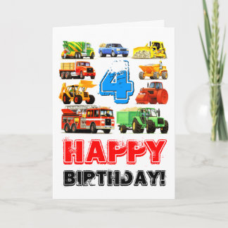 Kind Custom 4e Verjaardag Bouwwagen Kaart