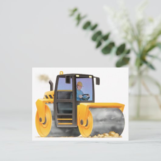 Kind Custom Construction Trucks Road Roller Briefkaart (Staand voorkant)