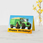 Kind Custom Green Boerderij Tractor Happy Birthday Kaart (Gele Bloem)