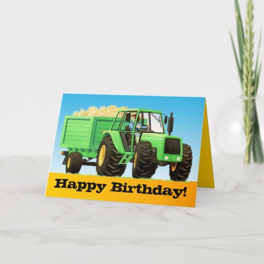 Kind Custom Green Boerderij Tractor Happy Birthday Kaart (Voorkant)