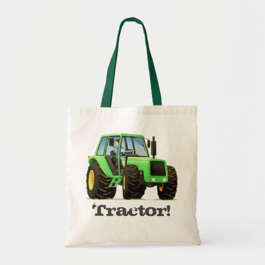 Kind Custom Name Green Boerderij Tractor Tote Bag (Voorkant)