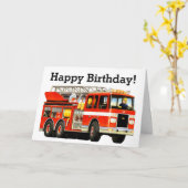 Kind Custom Red Fire Truck Happy Birthday Kaart (Gele Bloem)