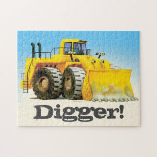 Kind Custom Yellow Construction Digger Jigzaag Legpuzzel