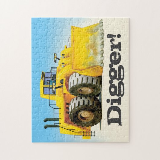 Kind Custom Yellow Construction Digger Jigzaag Legpuzzel (Verticaal)