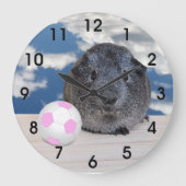 Kind Cute Gray Guinee Roze Voetbal Grote Klok (Voorkant)