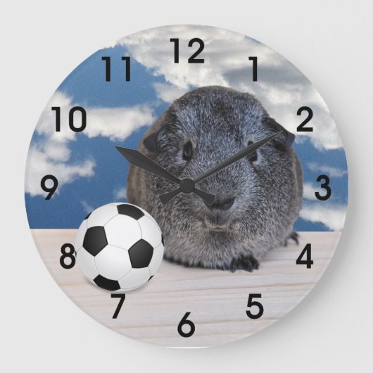 Kind: Cute Gray Guinee Voetbal Grote Klok (Voorkant)