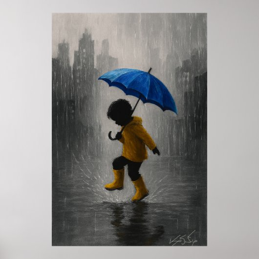 Kind Dansend in de Regen Poster (Voorkant)